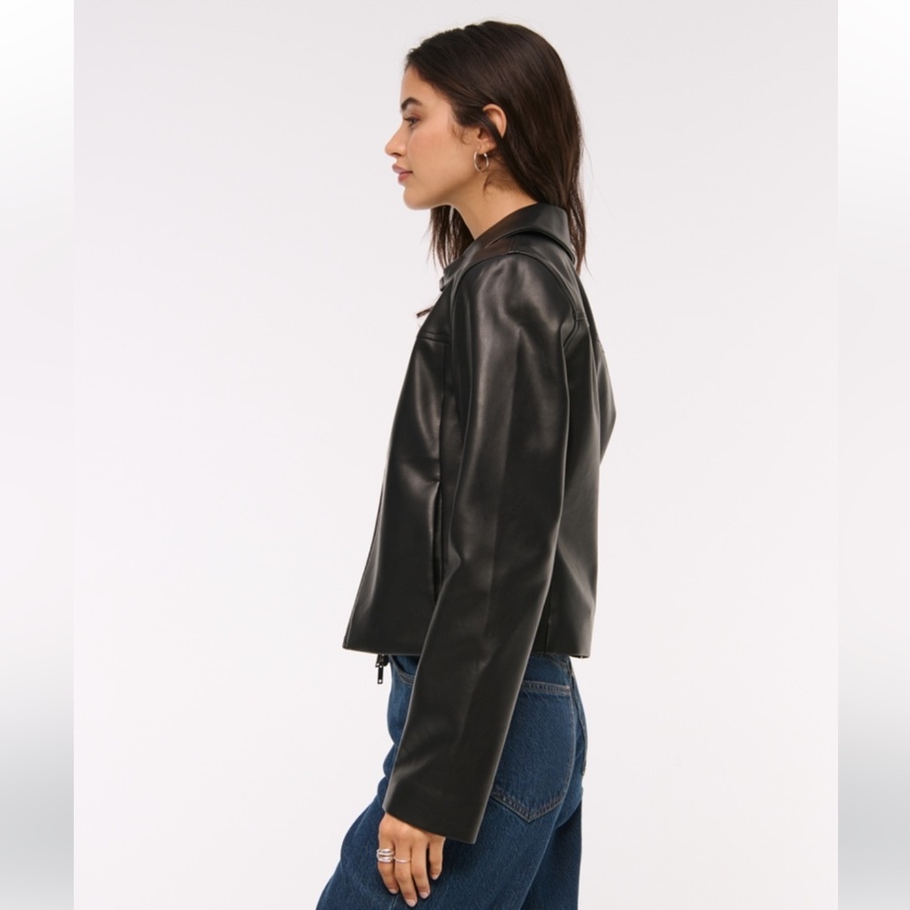 NWT Abercrombie Slim Zip Vegan Leather Jacket - Picture 3 of 7